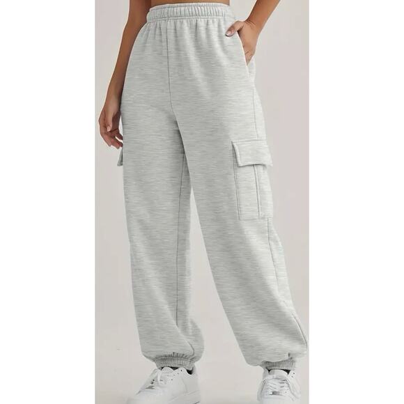 No Boundaries Sweatpants Cargo Womens Sz 3-5 Elastic Waist Soft Comfortable Gray - Picture 1 of 3